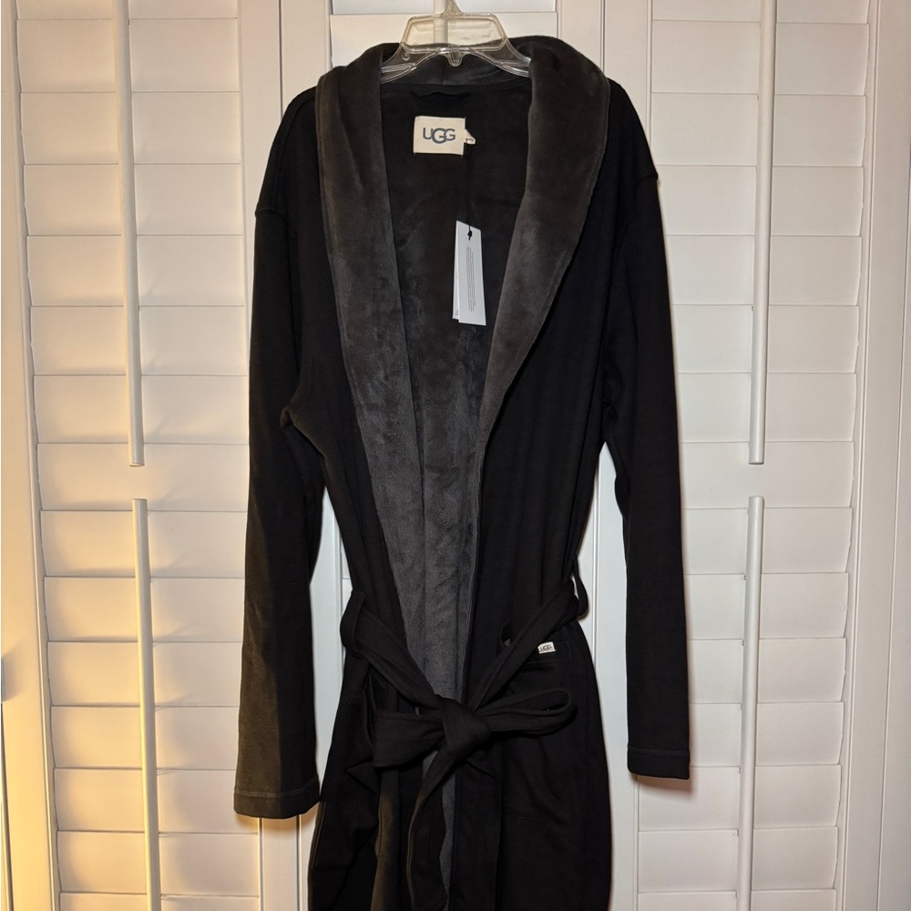 UGG Charcoal/Black and Ash Fleece Robe M/L, Unisex, Brand new - Picture 2 of 6